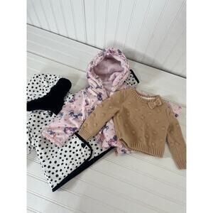 Isaac Mizrahi Penelope Mack Girls Ruffled Hooded Jacket & Sweater SET Sz 12 MO